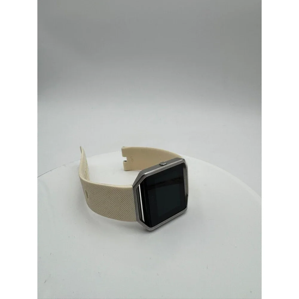 Fitbit Blaze Smart Fitness Watch Silver Case White Band Tested